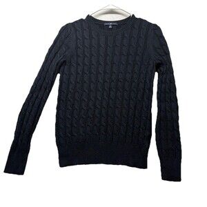 Gap Cable Knit Sweater Women Medium Navy Blue Angora Blend Classic Cozy Preppy